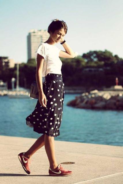 polka dots falda sneakers