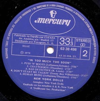 New york dolls -In too much too soon Lp 1974 New york dolls -In too much too soon Lp 1974