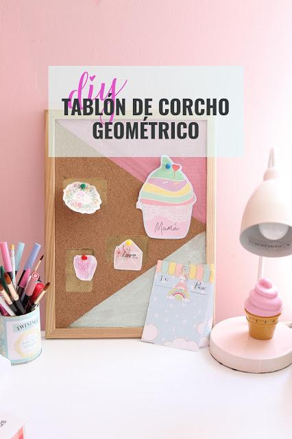 Diy Tablón de corcho geométrico