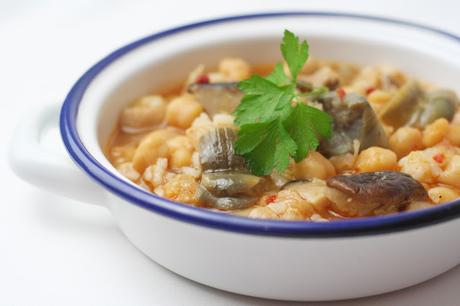 Garbanzos con Boletus y Alcachofas (receta rápida)