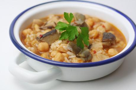 Garbanzos con Boletus y Alcachofas (receta rápida)