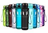 Super Sparrow Botella de agua deportiva - 500ml & 1000ml - Eco amigable y sin plásticos BPA - Flujo de agua rápida, Flip Top, se abre con 1-Click - Reutilizable con tapa a prueba de fugas - Para correr, Gimnasio, Yoga, Aire libre y Camping (Negro, 500ml-17oz)