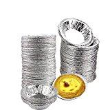 50pcs Chytaii Moldes para Magdalenas Molde Tartaleta de Huevo Aluminio Desechables Color Silver 50 Unidades