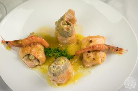 Popietas de salmón en salsa de naranja