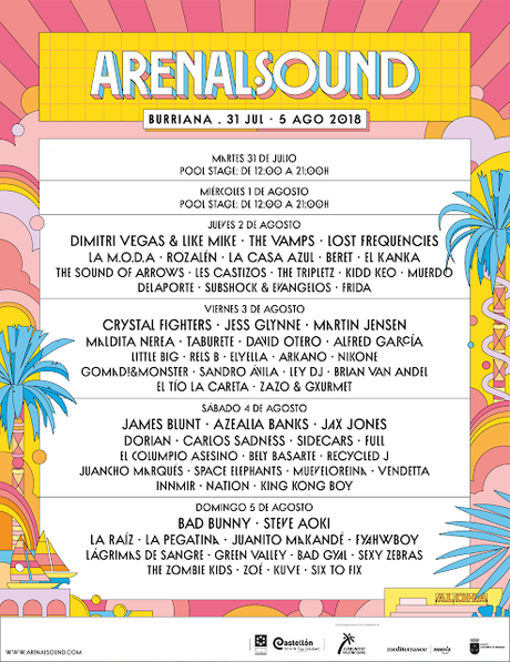 Arenal Sound 2018: James Blunt, Azealia Banks, The Vamps, Zoé, David Otero, Full, Alfred García... Arenal Sound 2018: James Blunt, Azealia Banks, The Vamps, Zoé, David Otero, Full, Alfred García...