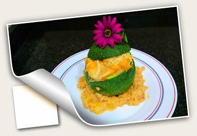 CALABACINES RELLENOS DE MERLUZA,RAPE Y GAMBAS