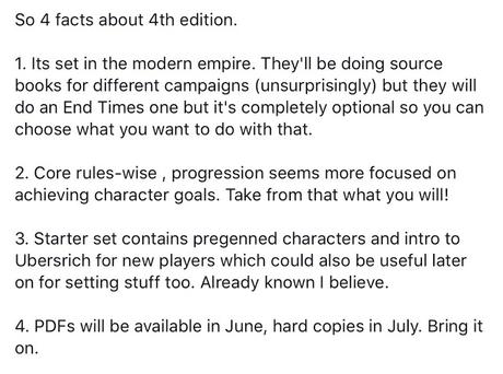 Algunos datos desde el Warhammer Fest de WFRP 4ª