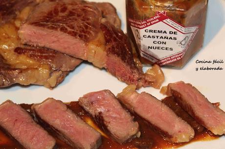 NOVILLO ARGENTINO A BAJA TEMPERATURA CON SALSA DE CASTAÑAS NOVILLO ARGENTINO A BAJA TEMPERATURA CON SALSA DE CASTAÑAS