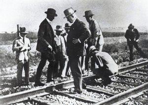 Manchurian Crisis. Investigators at the scene of the Mukden Incident