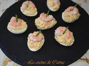 Huevos rellenos atún langostinos
