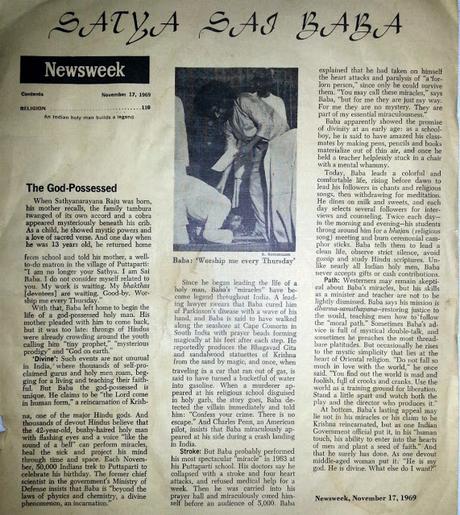 La revista Newsweek (1969) artículo editorial sobre Sri Sathya Sai Baba