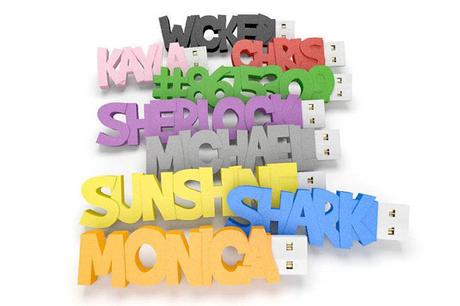 Las memorias USB personalizadas con nombre de empleados y clientes es lo que tu empresa necesita Memorias usb en forma de nombres 3D