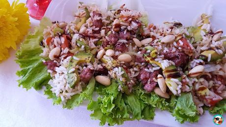 Ensalada de arroz y longaniza de pollo