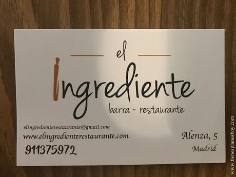 Restaurante El Ingrediente Madrid comer Chambería Ponzano