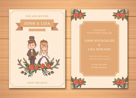 Wedding invitation in hand drawn style download