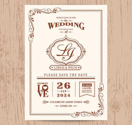 Wedding invitation vintage style download