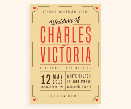 Wedding invitation in vintage style download