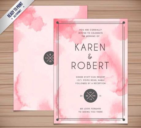 Abstract watercolor wedding invitation download