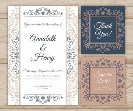 Wedding cards collection with ornaments download