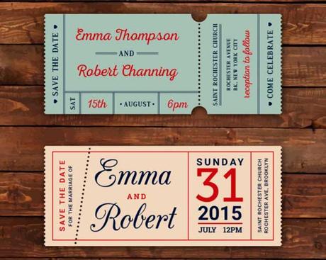 Retro wedding tickets download