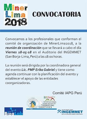 IAPG PERU CONVOCATORIA: reunión Mayo comité MinerLima2018
