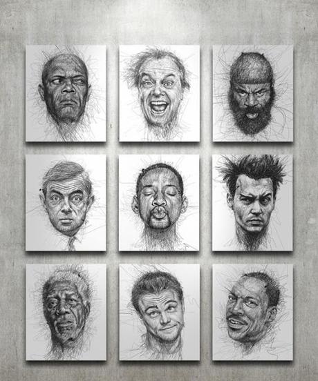 Dibujos de caras de famosos con un estilo unico por Vince Low