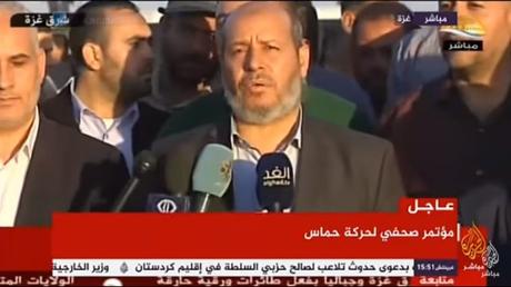 Khalil al-Haya en una entrevista cerca de la valla de seguridad al este de Gaza (canal al-Jazeera en YouTube, 14 de mayo de 2018)