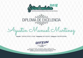 Una canción de Agustín Manuel Martínez, dos veces galardonada internacionalmente