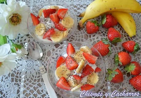 Fresa y Plátano con crema de queso