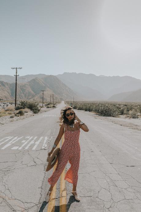 Sara of Collage Vintage wearing Faithfull x Revolve jumpsuit