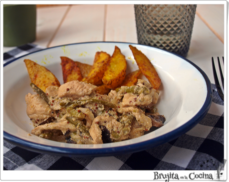 pollo con mostaza y patatas cajún