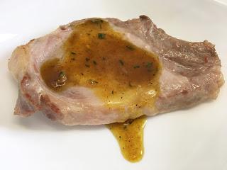 Chuleta de cerdo con salsa de mostaza y miel