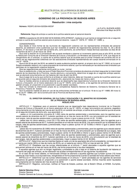 Montos de adelantos de haberes provincia de Buenos Aires. Comunicación