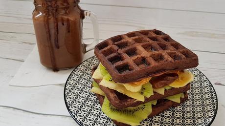 Gofres veganos de coco y chocolate