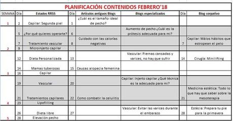 Ejemplo programación contenidos marketing mensual