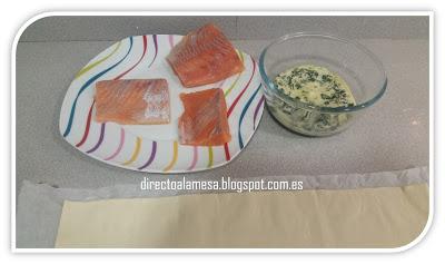 Salmón en hojaldre con espinacas