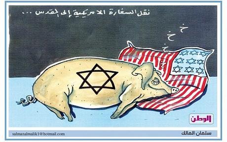Aumento de caricaturas antisemitas en medios árabes después del traslado de la embajada de EE. UU. a Jerusalem. Aumento de caricaturas antisemitas en medios árabes después del traslado de la embajada de EE. UU. a Jerusalem.