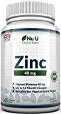 Zinc - Gluconato de Zinc 40 mg - 365 Comprimidos (Suministro Anual) - Zinc Suplemento de Nu U Nutrition