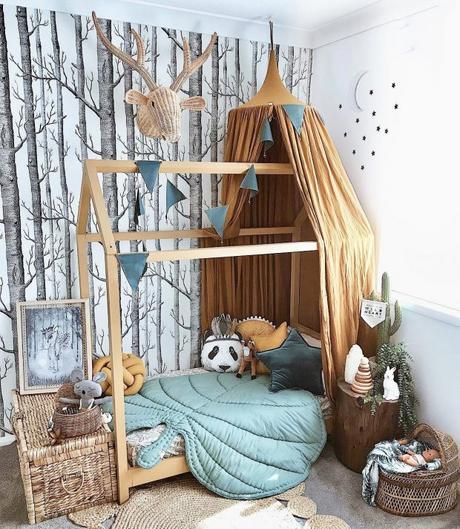 Decoración animal para la habitación infantil cabeza animal de mimbre