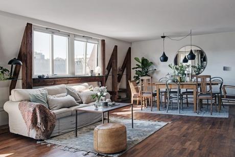 vivienda sueca piso terraza rústico mezcla estilos decorativos decoración sueca ático rustico y nórdico   