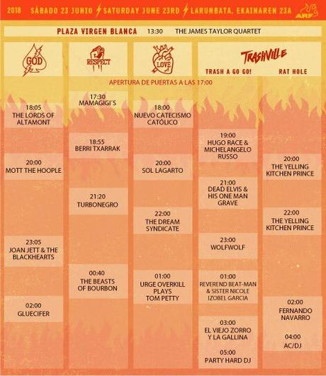 Horarios del Azkena Rock Festival 2018 Horarios del Azkena Rock Festival 2018