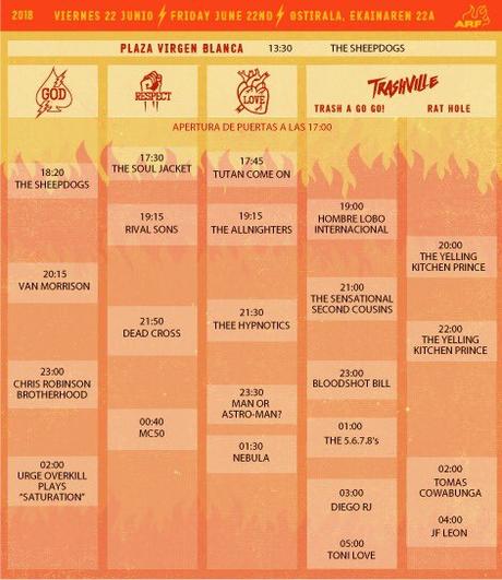 Horarios del Azkena Rock Festival 2018 Horarios del Azkena Rock Festival 2018
