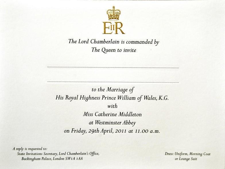 William & Kate's invitations