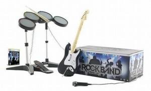 Y aquí el pack completo de Rock Band. Sí, hay que tener una buena sala para ponerlo todo.
