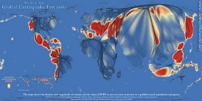 Un mapa sobre las áreas más propensas a terremotos