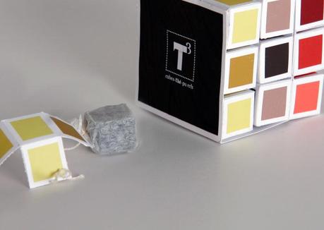 Packaging de té con forma de cubo de rubik