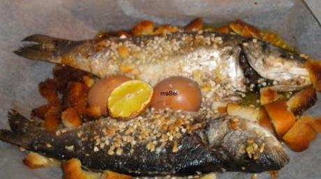 Pescado al horno con 2 huevos