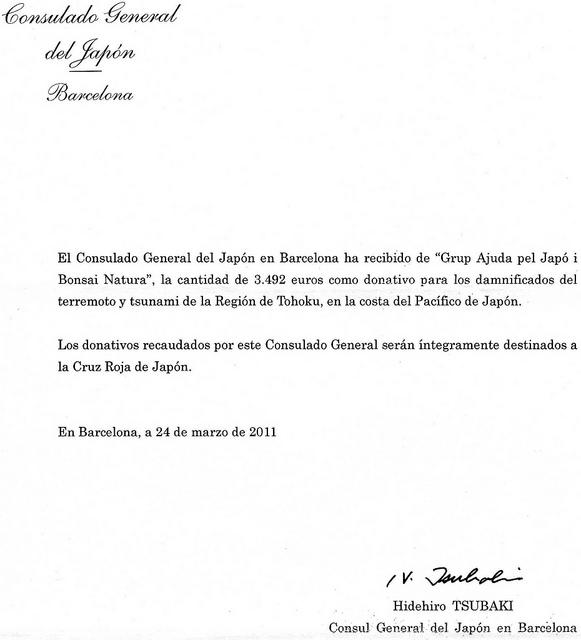Entrega de donaciones “Ajuda pel Japó” al consulado de Japón de Barcelona