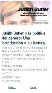 Talleres sobre Judith Batler y la política de género; Universidad de Cádiz (Abril / Mayo))