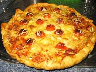 Quiche de calabacín con gambas